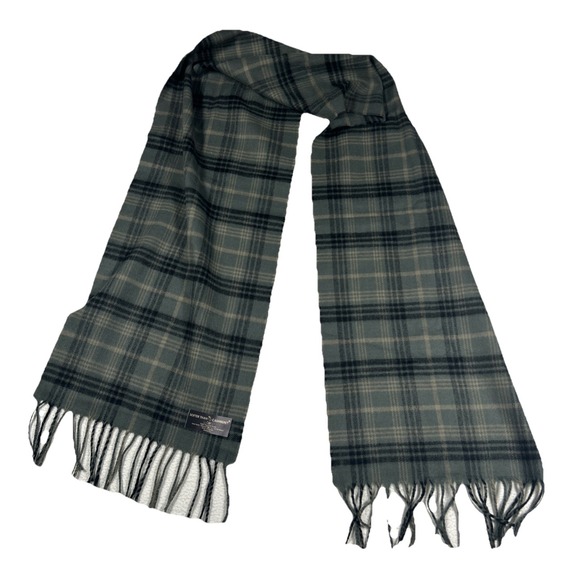 Softer Than Cashmere Plaid Fringe Scarf - Grey Green Black - Picture 2 of 2